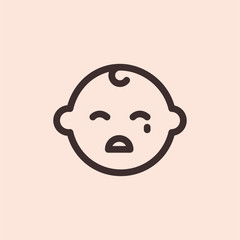 Crying Sad Baby Kid Child Minimalistic Flat Line Solid Stroke Icon Pictogram Symbol