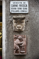 Butchers sign in Pitigliano, Tuscany