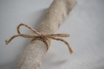 bow knot, jute twine, sackcloth