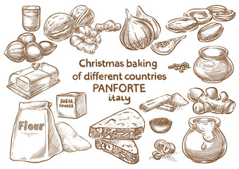Christmas baking. Ingredients.Panforte.Italy