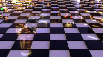 Reflection of the city on a chessboard.((4k)3840x2160)JPG