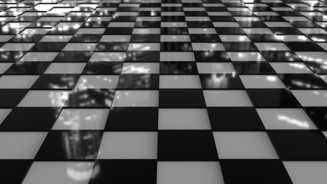 Reflection of the city on a chessboard ((4k)3840x2160)JPG