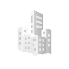 City buildings among clouds.Skyscraper street.