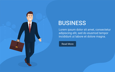 Businessman cartoon character.Suitable for responsive website header design and social media posts.