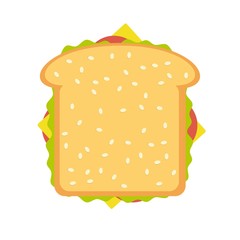 Ham and vegetable sandwich. Stock flat vector illustration.