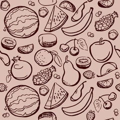 Seamless pattern with fruits vector