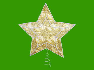 golden christmas star on green background