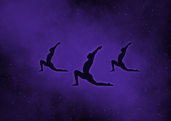 Fototapeta na wymiar Magic yoga class illustration, cosmic design
