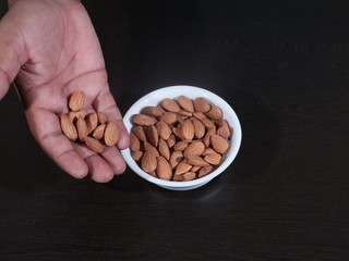 Almond isolated. Nuts on white background, Amonds, Badam ,Almond. Almond nut isolated. Almond slice. Full depth of field