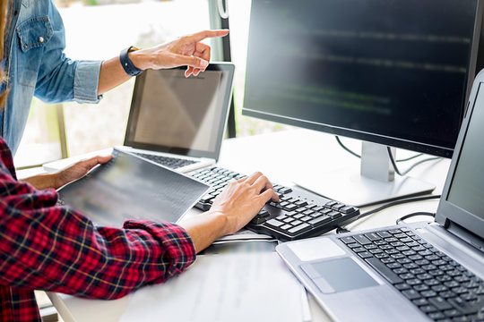 Programmer working in a software development and coding technologies. Website design.Technology concept.