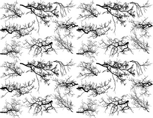 Seamless pattern with tree branches silhouette (Vector illustration).