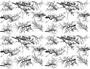 Seamless pattern with tree branches silhouette (Vector illustration).