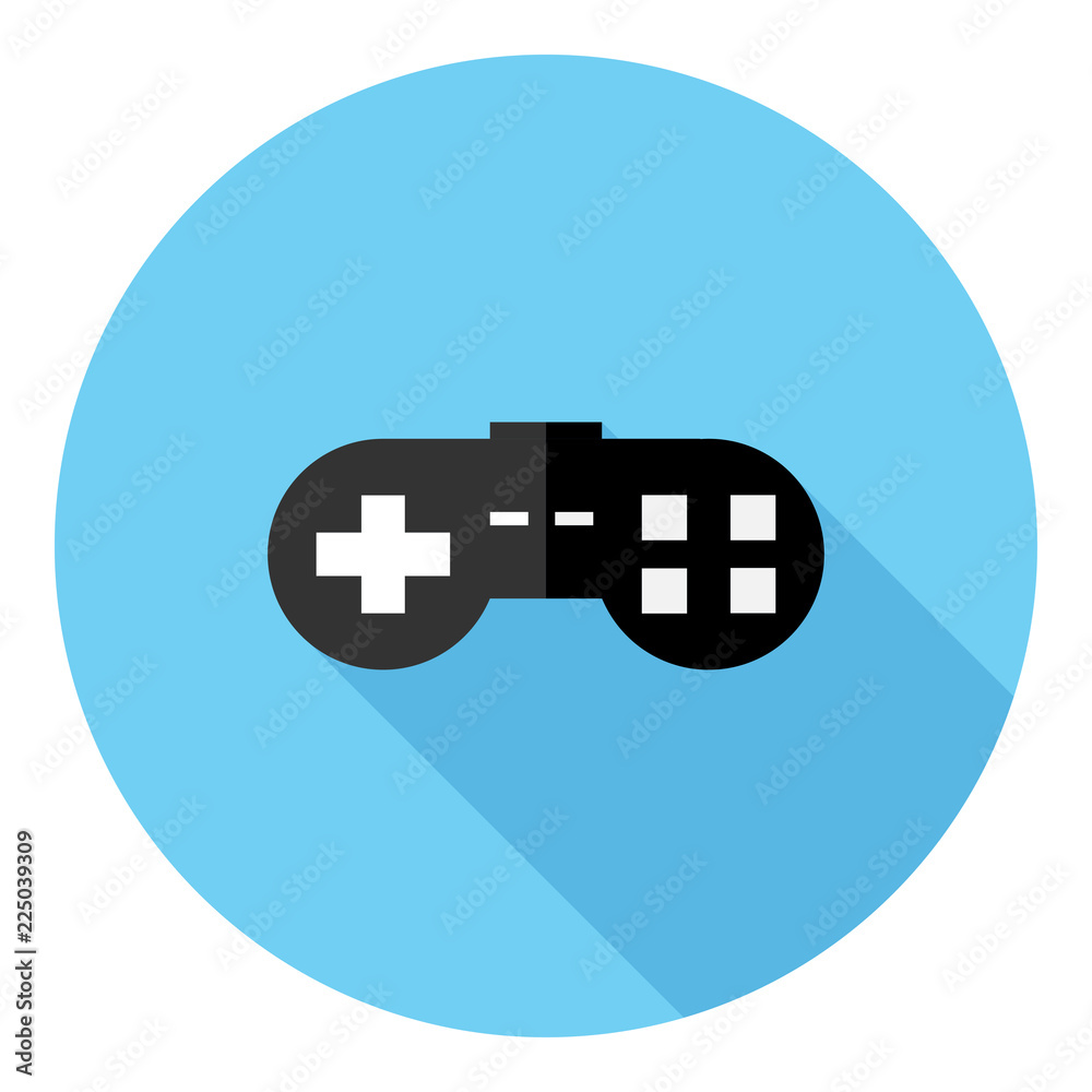 Fototapete Video game console icon. Flat design style modern vector illustration. Isolated on stylish color background. Flat long shadow icon. Elements in flat design.