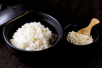 もち麦、米、ご飯、炊飯、日本