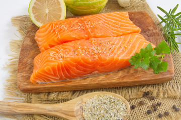 fresh salmon with lemon