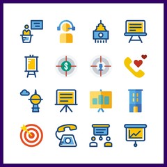 16 center icons set