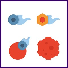 4 impact icon. Vector illustration impact set. comet and meteorite icons for impact works