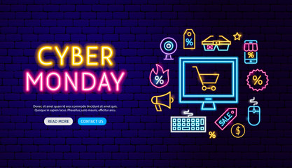 Cyber Monday Neon Banner Design - Powered by Adobe