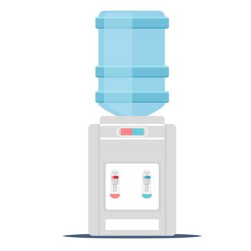 Desktop water cooler vector illustration in flat style. Icon office water machine bottle isolated background.
