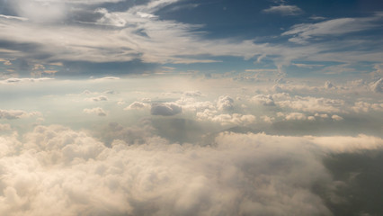 clouds seen from an airplane,blue sky sunshine,amazing background