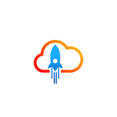 rocket cloud logo design template. cloud tech logo design template