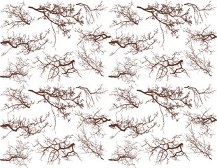 Seamless pattern with tree branches silhouette (Vector illustration).