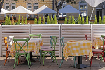 Street cafe tables