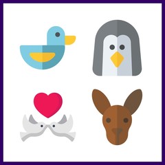 4 animals icons set