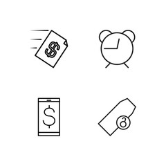 business simple outlined icons set