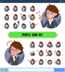 flat type Gray suit business women Bad condition_icon