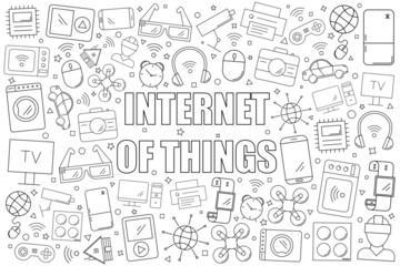Internet of things background from line icon. Linear vector pattern. Vector illustration