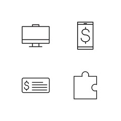 business simple outlined icons set