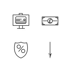 business simple outlined icons set