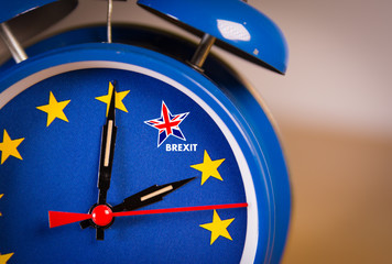 Retro alarm EU clock representing the countdown until Brexit.