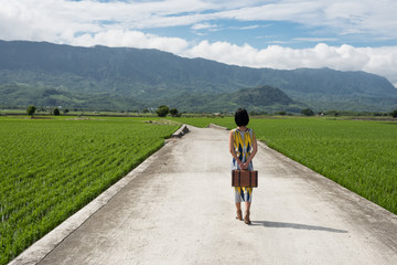 Fototapeta premium Asian woman traveling