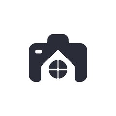 Camera Home Pixel Creative Abstract Icon Modern Logo Design Template Element Vector