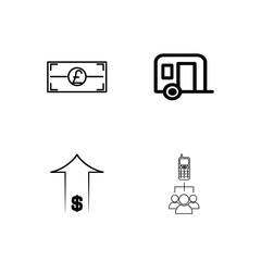 business simple outlined icons set