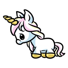 Little Unicorn cartoon illustration isolated image animal character
