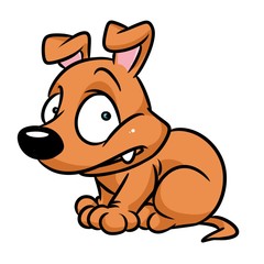 Frightened little Dogs cartoon illustration isolated image animal character
