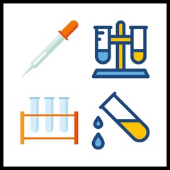 dropper vector icons set. pipet and test tube in this set.