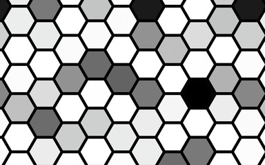 Black honeycomb with a gradient color. Isometric geometry. 3D illustration