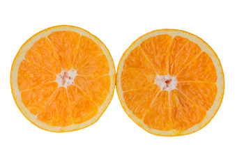 Tangerine fruit A split half on a white background.