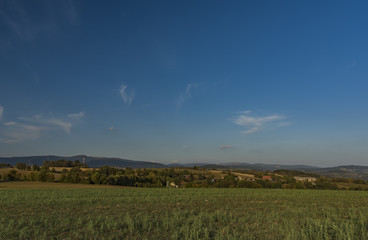 Evening near Krkonose mountains in autumn time