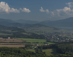 Fototapeta premium View from observation tower Bukovka in Jeseniky big mountains
