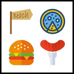 4 meat icon. Vector illustration meat set. pilon and hamburger icons for meat works