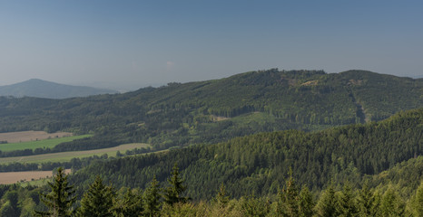 View from observation tower Bukovka in Jeseniky big mountains