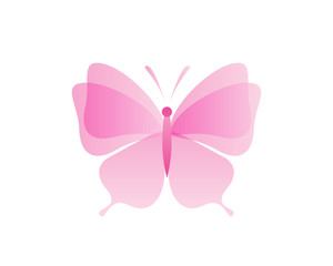 Beautiful Feminime Pink Butterfly Formed By Flower Petals Logo In Isolated White Background