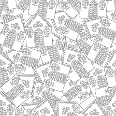 Gingerbread. Black and white illustration for coloring book or page. Christmas, holiday background.