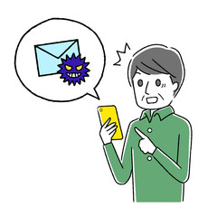 スマホを操作するシニア男性