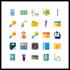 25 office icon. Vector illustration office set. waiting room and femenine icons for office works